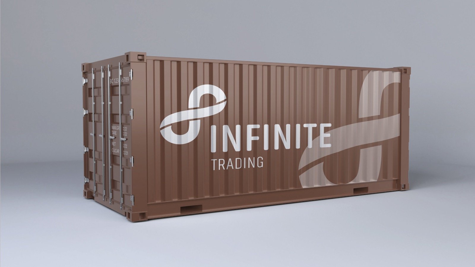 Marca Infinite Trading aplicada em contêineres